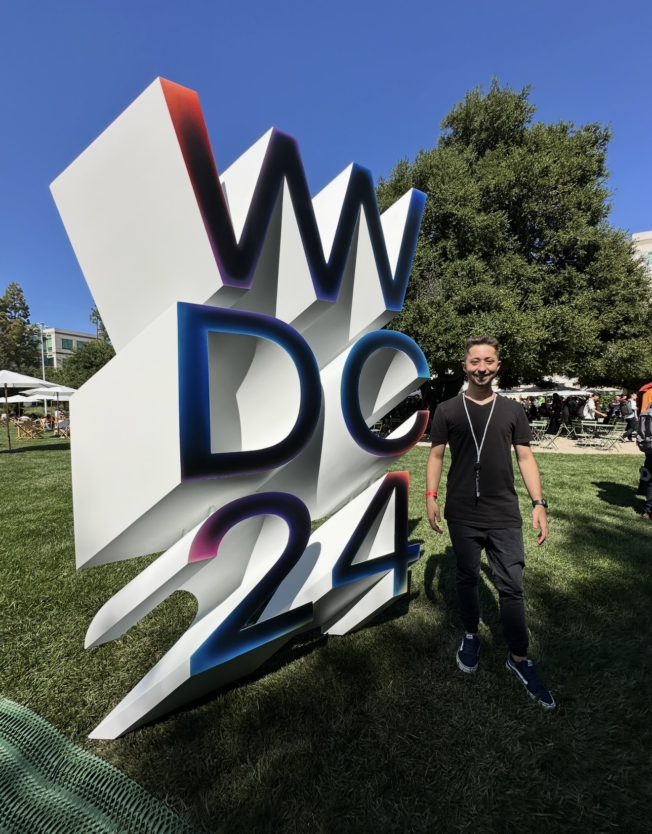 WWDC24 sign at Apple Park
